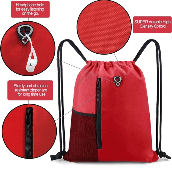 Drawstring Backpack Sports Gym Bag, NEW - Picture 4 of 9